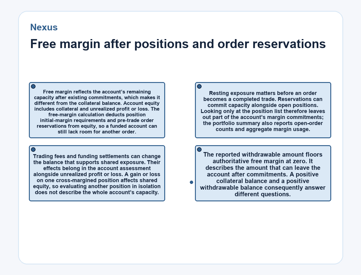 Nexus - Free margin after positions and order reservations
